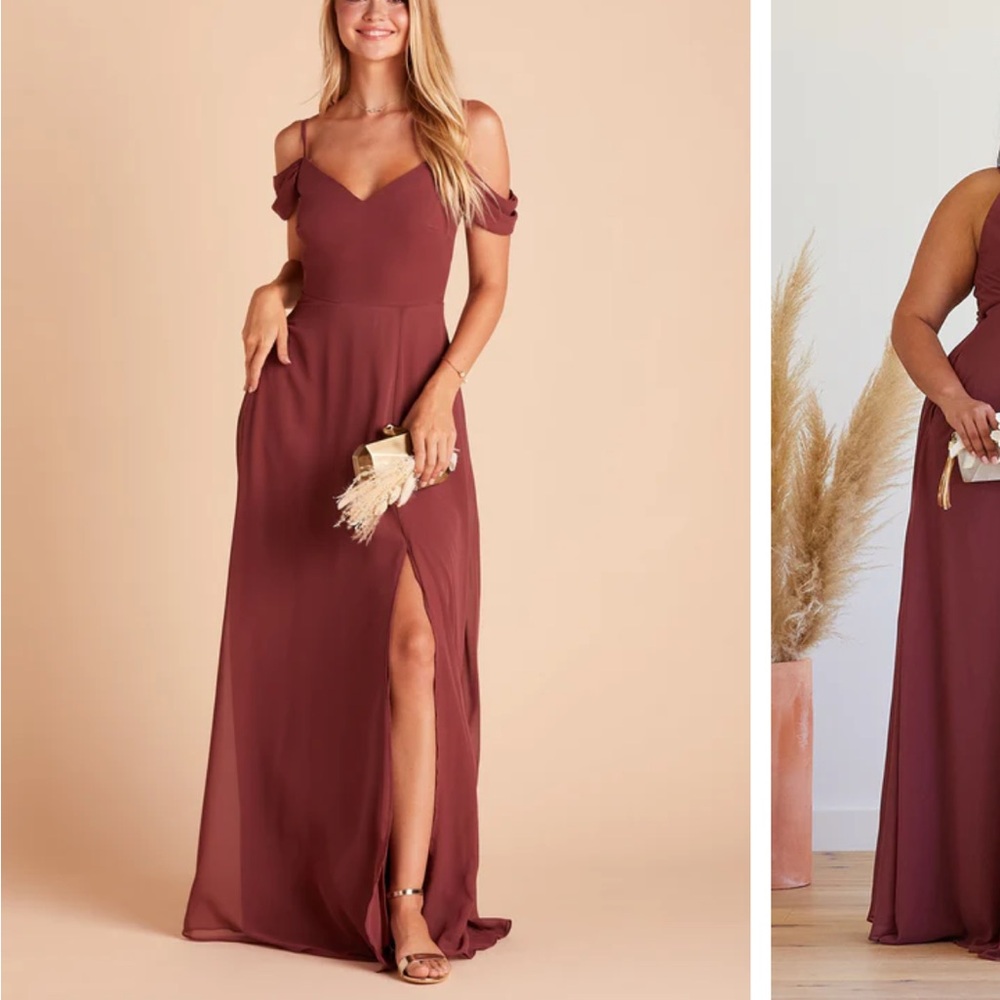Birdy Grey Devin Convertible Dress with Slit in Chiffon Rosewood